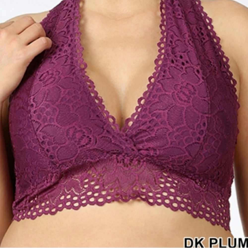 PICK 3/$25 SALE Zenana Outfitters Plus Size Halter Style Bra - Dark Plum